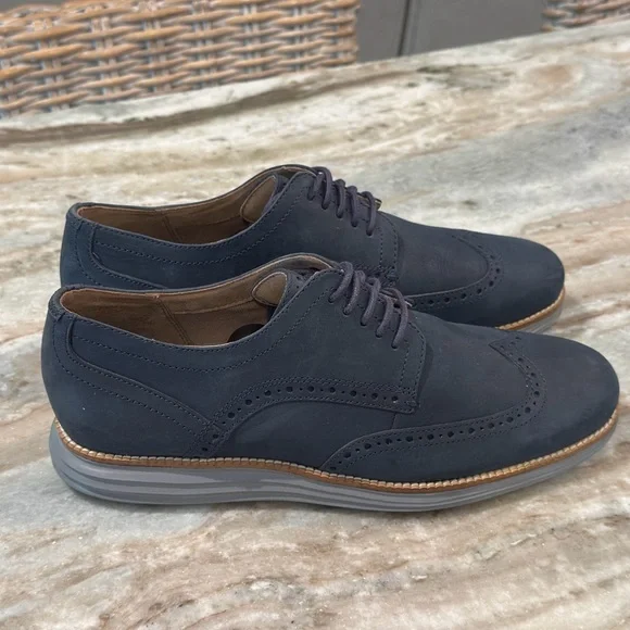 Men’s COLE HAAN Original Grand wingtip blue oxfords- Size 9 - Picture 6 of 11